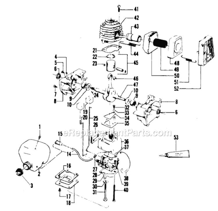 Page B Diagram and Parts List for 6010  Weed Eater Trimmer